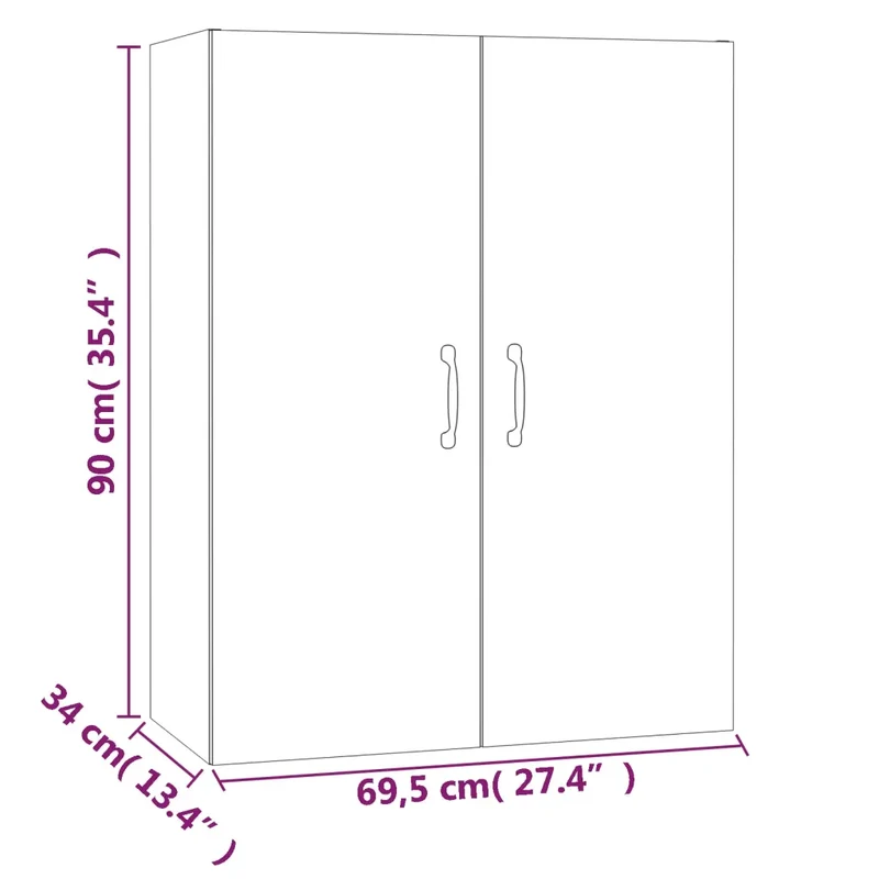 Armoire suspendue murale contemporaine 69,5 x 34 x 90 cm grand espace de rangement en bois gris béton 02_0048019