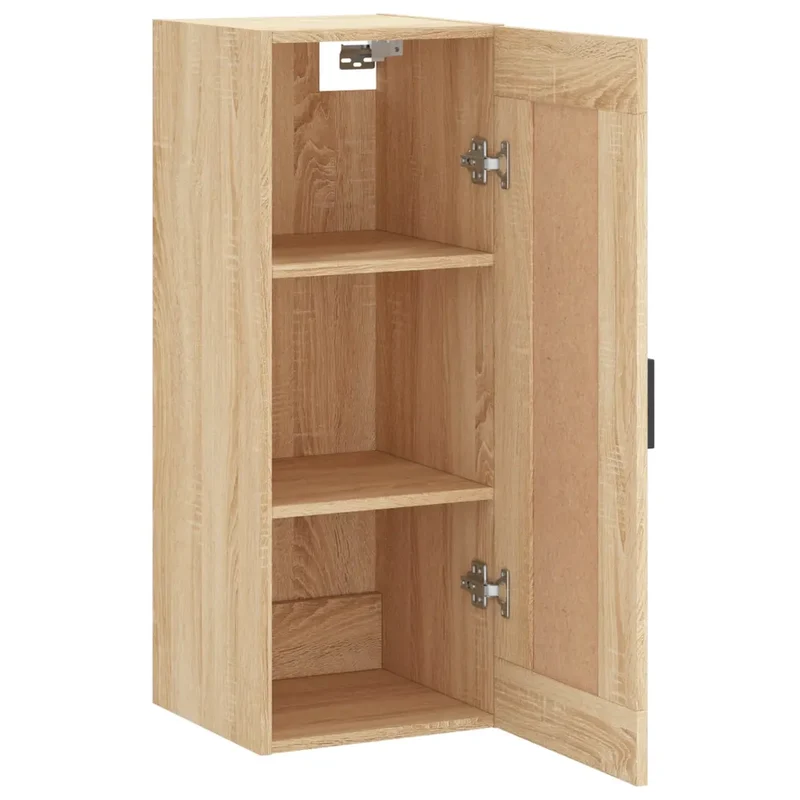 Armoire murale élégante de rangement 34,5 x 34 x 90 cm avec poignée en fer style contemporain en bois d'ingénierie chêne sonoma 02_0048948