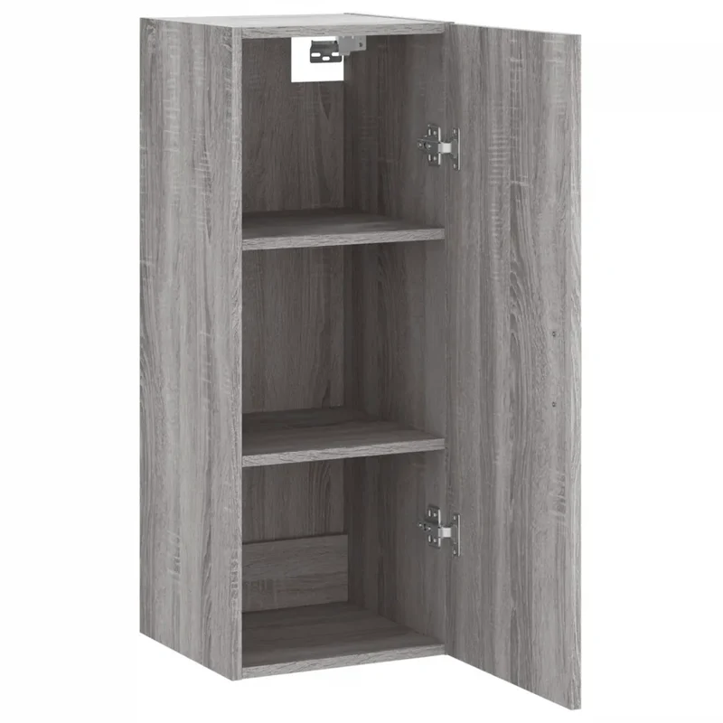 Armoire murale design pratique rangement suspendu 34,5 x 34 x 90 cm en bois d'ingénierie gris 02_0048673