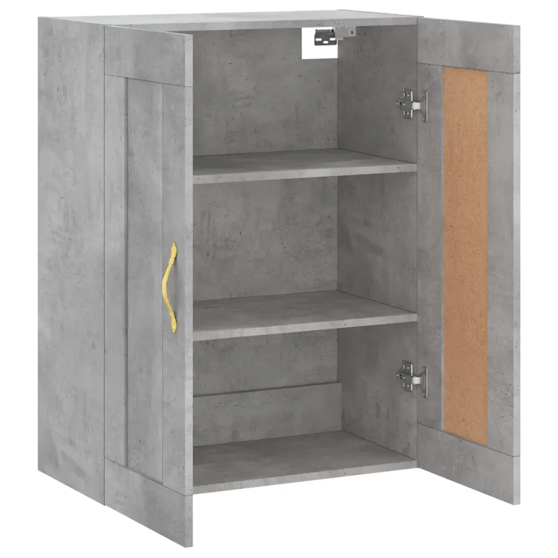 Armoire murale moderne rangement mur suspendu 69,5 x 34 x 90 cm en bois gris béton 02_0049307