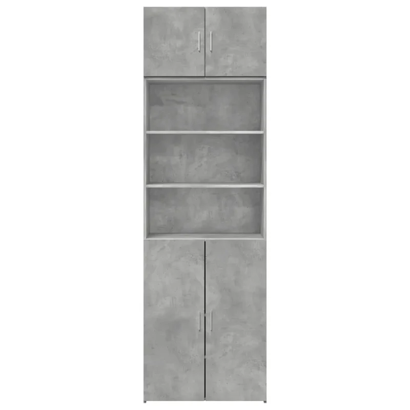 Armoire de rangement haute 70 x 42,5 x 225 cm espace vertical 7 compartiments moderne en bois d'ingénierie gris béton 02_0055573