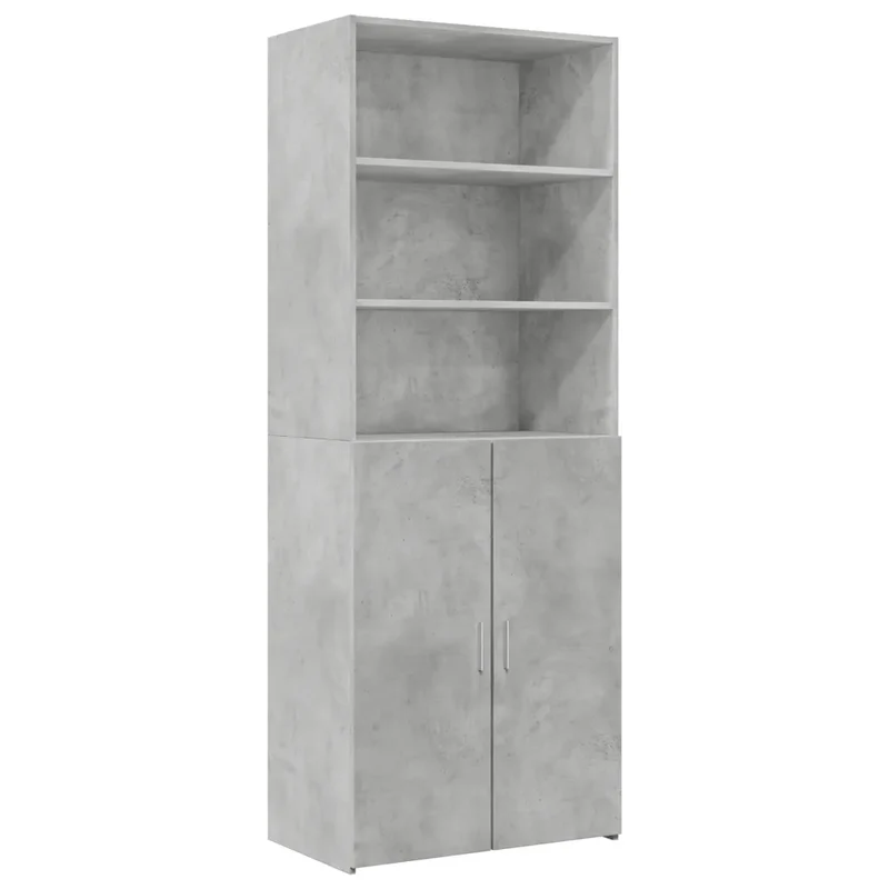Armoire de rangement haute 70 x 42,5 x 225 cm espace vertical 7 compartiments moderne en bois d'ingénierie gris béton 02_0055573