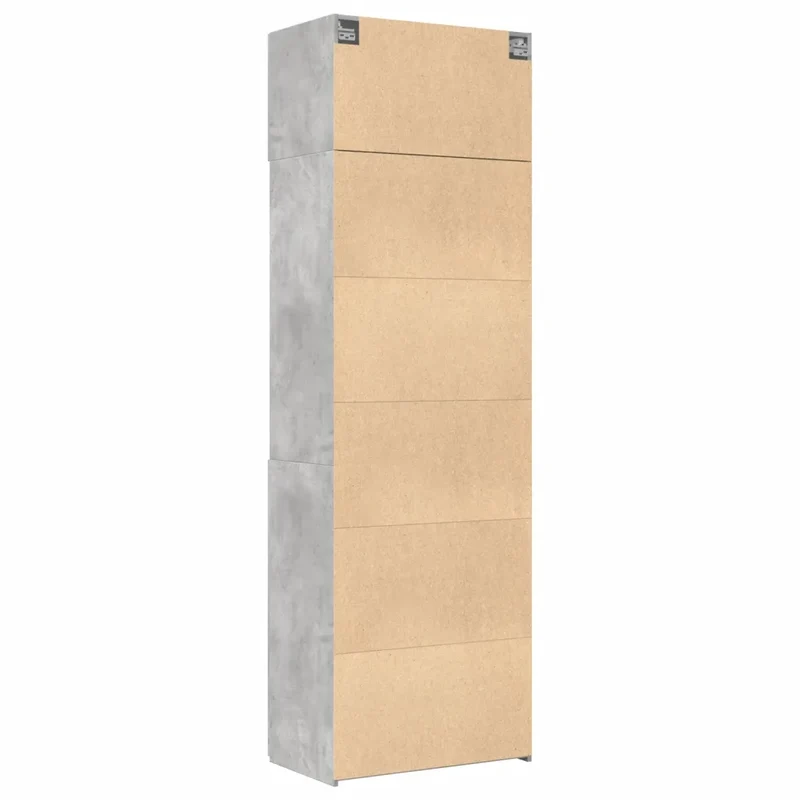 Armoire de rangement haute 70 x 42,5 x 225 cm espace vertical 7 compartiments moderne en bois d'ingénierie gris béton 02_0055573