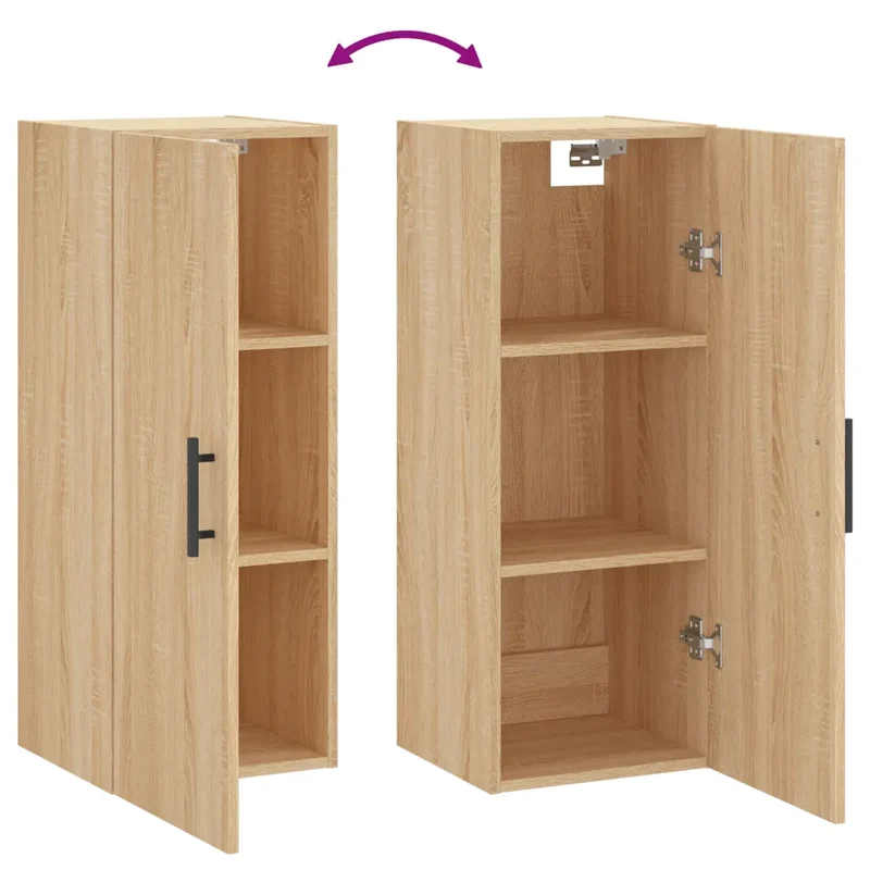 Armoire murale design pratique espace de rangement 34,5 x 34 x 90 cm en bois d'ingénierie chêne sonoma 02_0048675