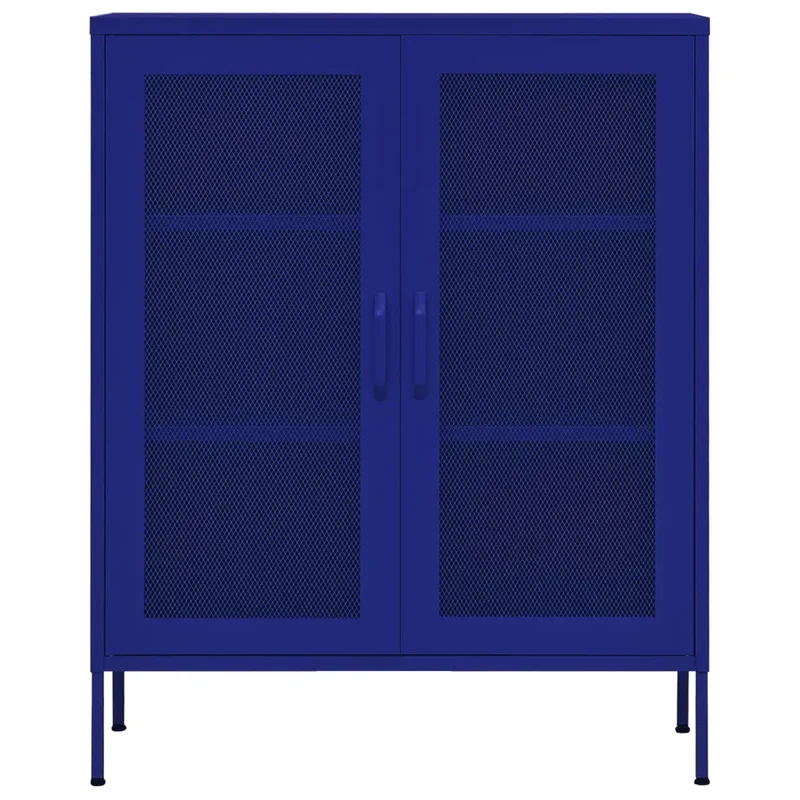 Armoire de rangement design pratique 80 x 35 x 101 cm avec étagères réglables en acier bleu marine 02_0046863