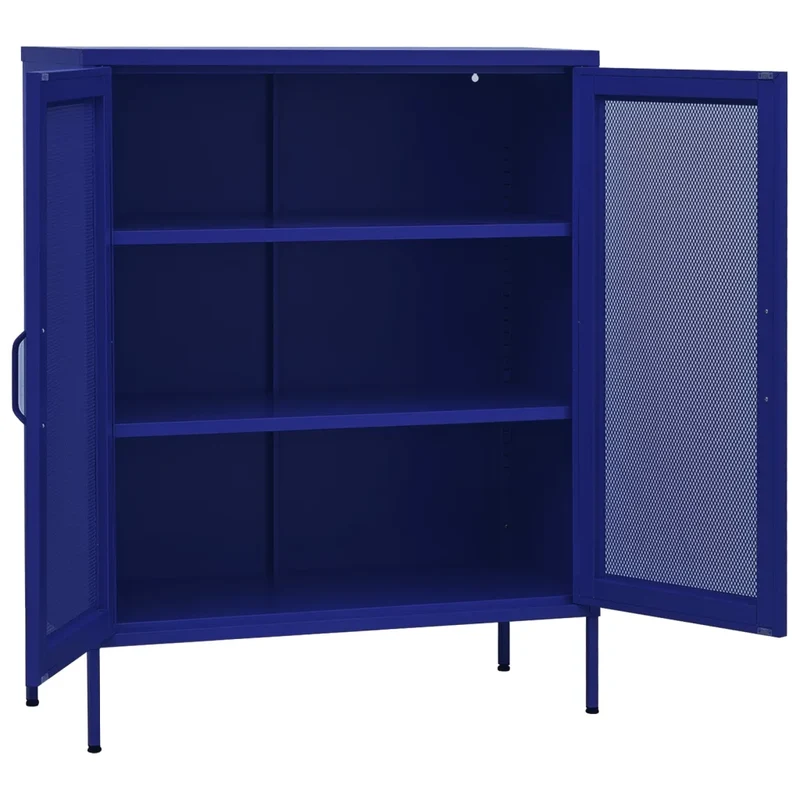 Armoire de rangement design pratique 80 x 35 x 101 cm avec étagères réglables en acier bleu marine 02_0046863