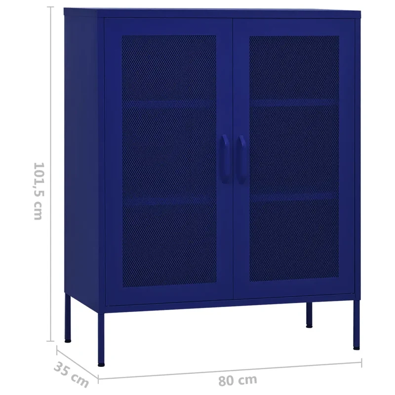 Armoire de rangement design pratique 80 x 35 x 101 cm avec étagères réglables en acier bleu marine 02_0046863