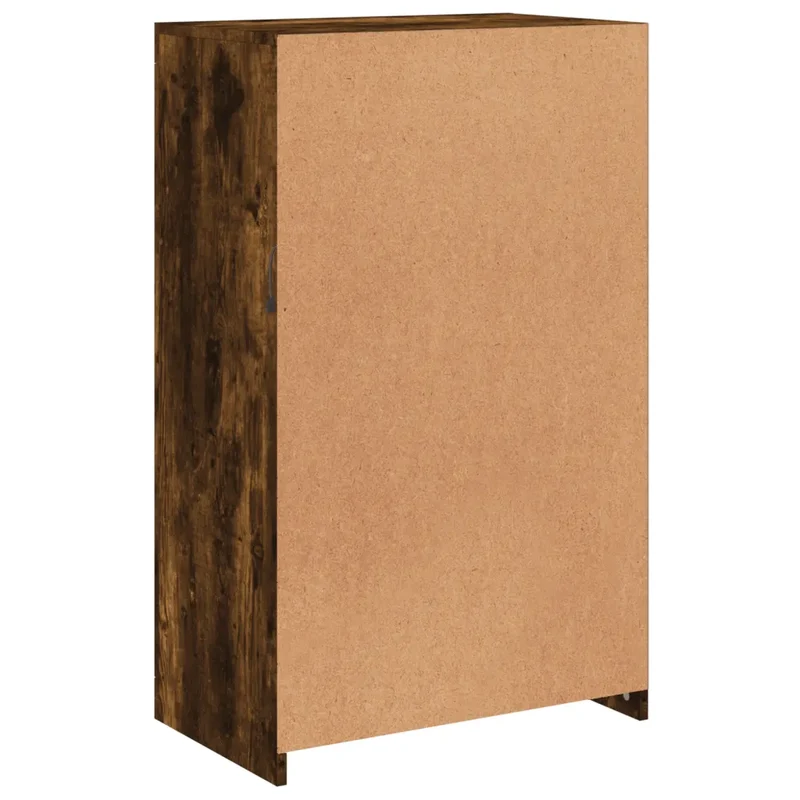 Armoire latérale avec éclairage LED mobilier design contemporain rangement 60,5 x 37 x 100 cm en bois d'ingénierie chêne fumé 02_0049360
