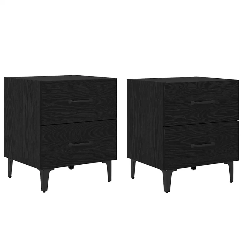 Armoire de lit avec tiroirs rustique pratique espace de rangement 40 x 35 x 47 cm en bois d'ingénierie chêne noir 02_0052686