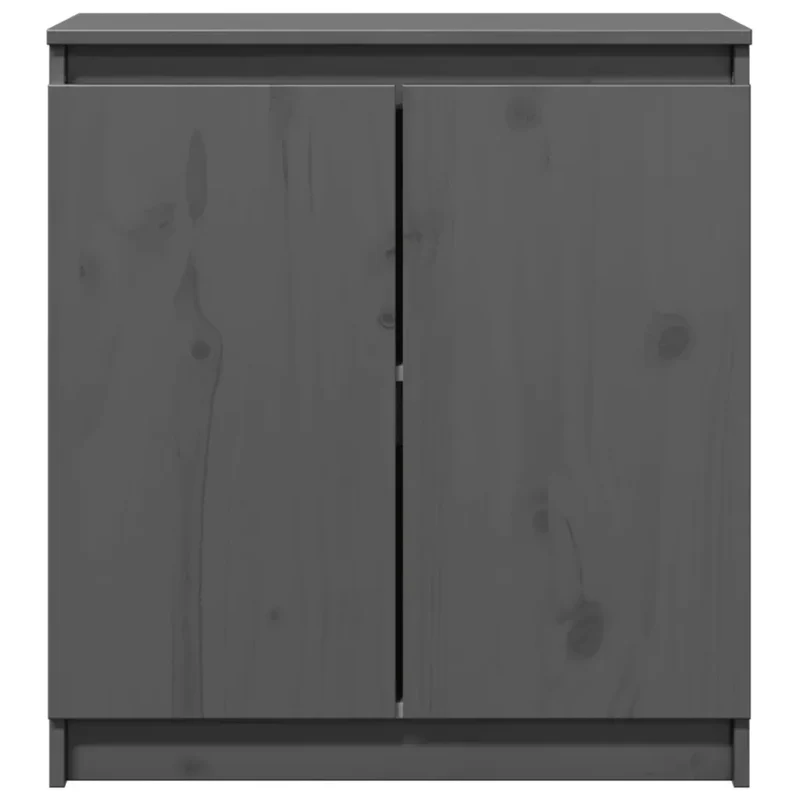 Armoire latérale décorative 60 x 36 x 65 cm rangement pratique style contemporain en bois de pin gris 02_0047904