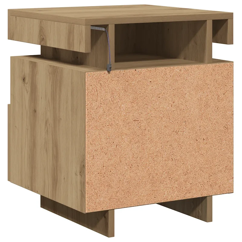 Lot de 2 tables de chevet avec éclairage LED rangement pratique 40 x 39 x 48,5 cm en bois d'ingénierie chêne artisanal 02_0051161