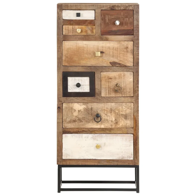 Armoire à tiroirs 45 x 30 x 105 cm avec 8 tiroirs style industriel ambiance unique en bois de récupération marron 02_0046474