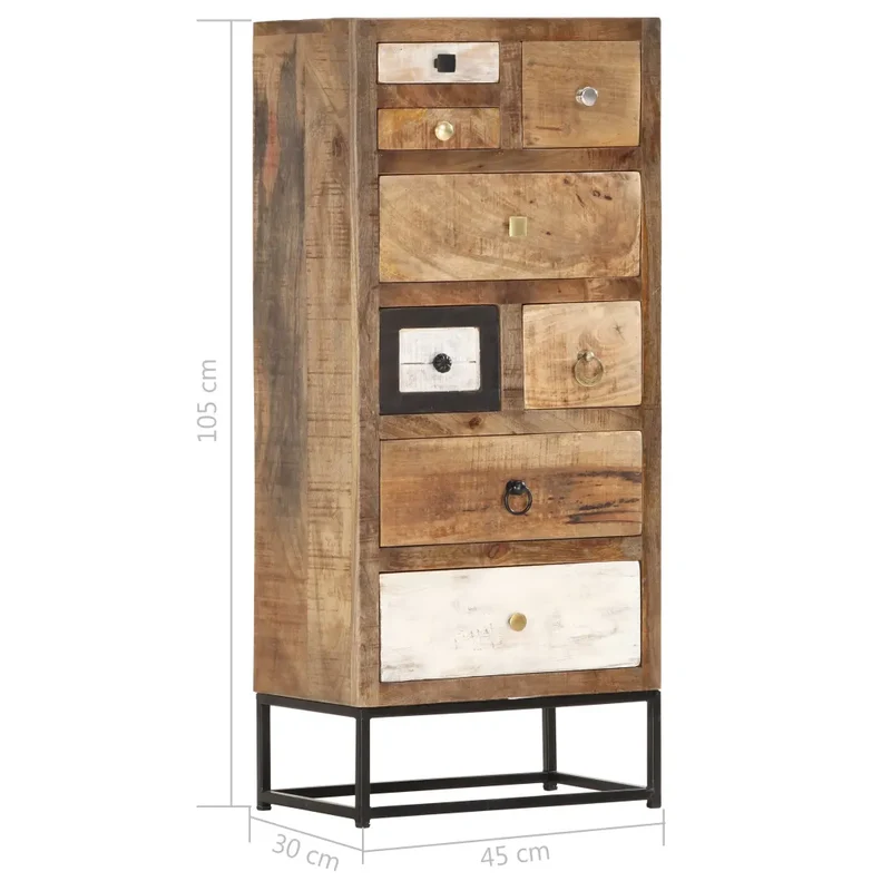 Armoire à tiroirs 45 x 30 x 105 cm avec 8 tiroirs style industriel ambiance unique en bois de récupération marron 02_0046474