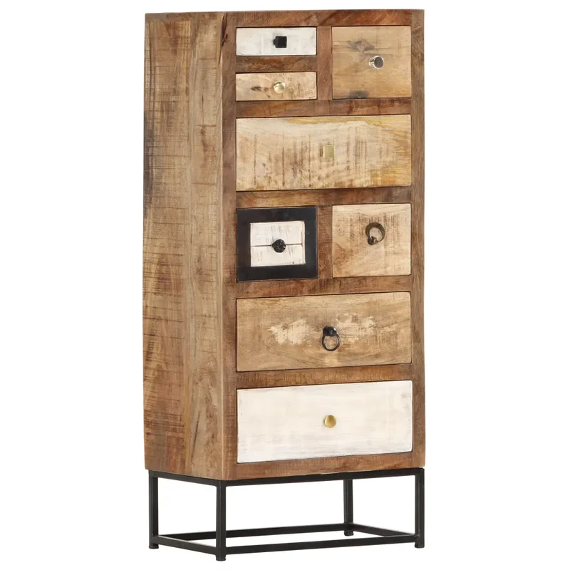 Armoire à tiroirs 45 x 30 x 105 cm avec 8 tiroirs style industriel ambiance unique en bois de récupération marron 02_0046474