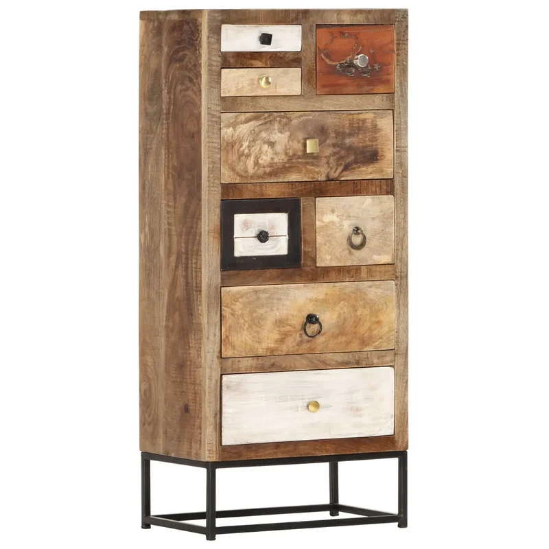Armoire à tiroirs 45 x 30 x 105 cm avec 8 tiroirs style industriel ambiance unique en bois de récupération marron 02_0046474