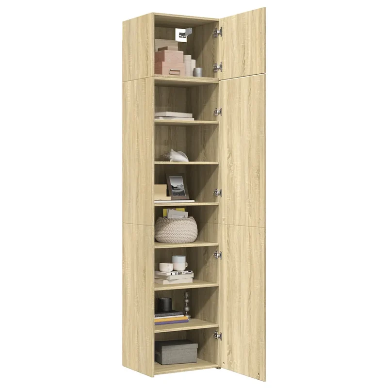 Armoire de rangement mince économique 50 x 42,5 x 225 cm pour salon chambre bureau en bois d'ingénierie chêne sonoma 02_0055569