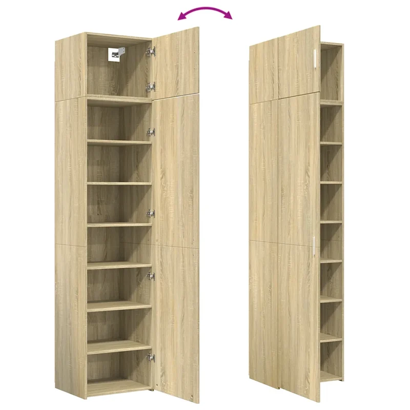 Armoire de rangement mince économique 50 x 42,5 x 225 cm pour salon chambre bureau en bois d'ingénierie chêne sonoma 02_0055569