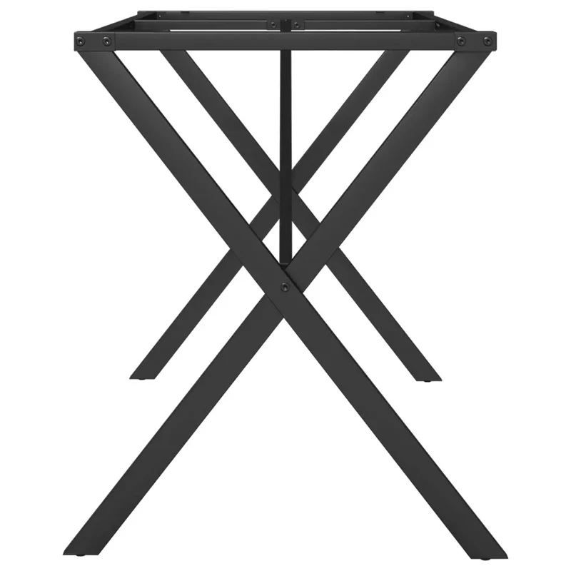 Pieds de table à manger cadre en X 140 x 60 x 73 cm robustes et stables design industriel en acier noir 02_0047245