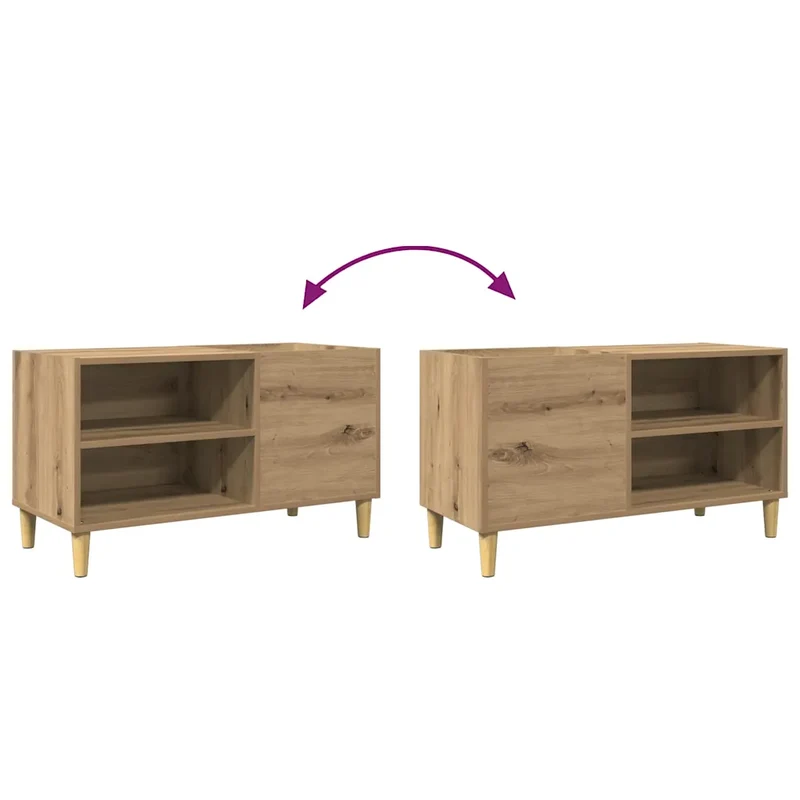 Armoire à disques pratique classique 84 x 38 x 48 cm superficie lisse ambiance cosy en bois chêne artisanal 02_0051061