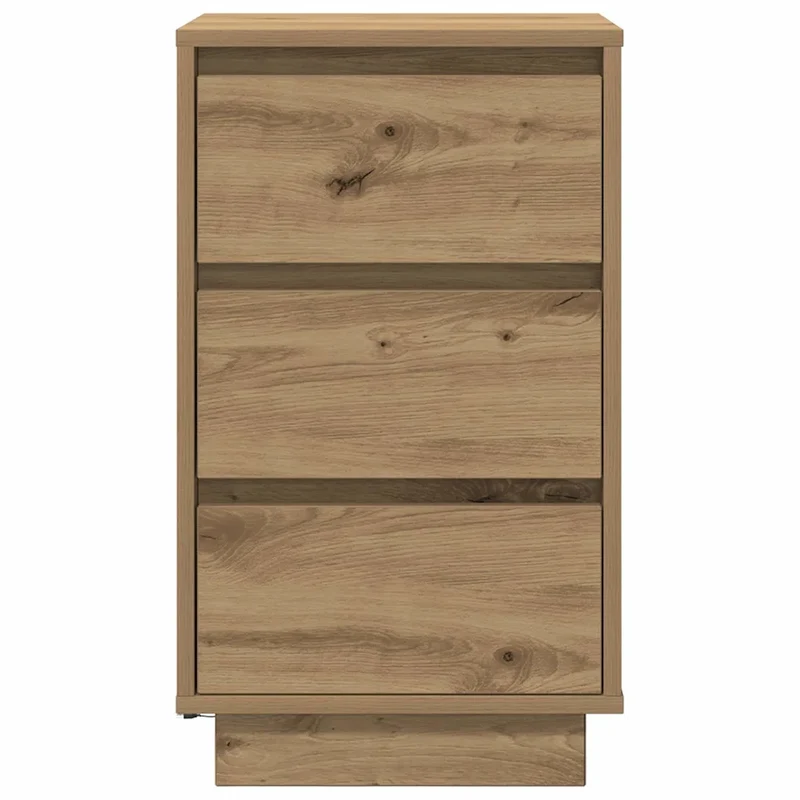 Table de chevet avec éclairage LED 38 x 34 x 65 cm grand espace de rangement style moderne en bois chêne artisanal 02_0051617