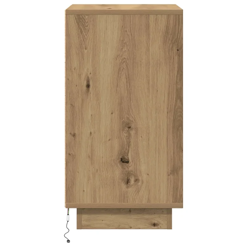 Table de chevet avec éclairage LED 38 x 34 x 65 cm grand espace de rangement style moderne en bois chêne artisanal 02_0051617