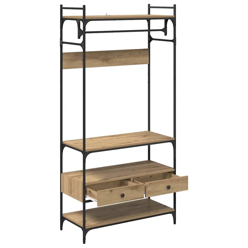Armoire industrielle avec grand espace de rangement 89 x 39 x 184 cm en bois d'ingénierie chêne artisanal 02_0052878