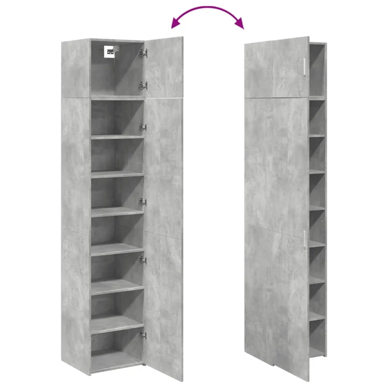 Armoire de rangement mince grande capacité 45 x 42,5 x 225 cm en bois d'ingénierie gris béton 02_0055563