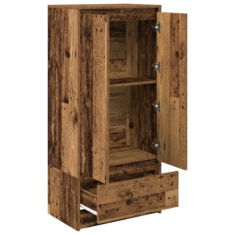 Armoire de rangement pratique avec tiroir et étagère 55,5 x 34 x 119,5 cm en bois d'ingénierie vieux bois 02_0051715