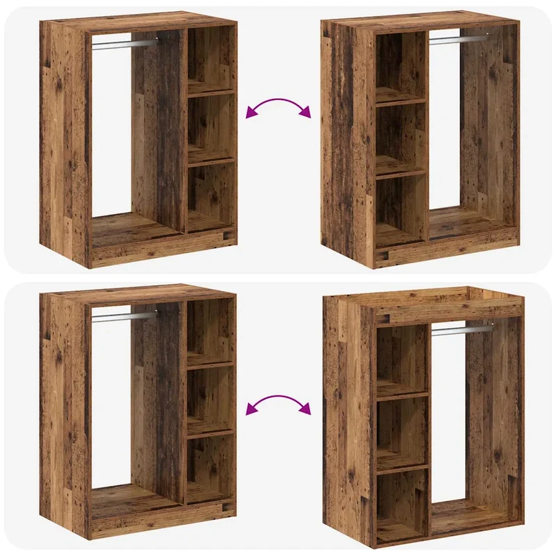 Armoire rectangulaire moderne avec 3 étagères espace de rangement généreux chic 77 x 48 x 102 cm en bois ancien 02_0052518