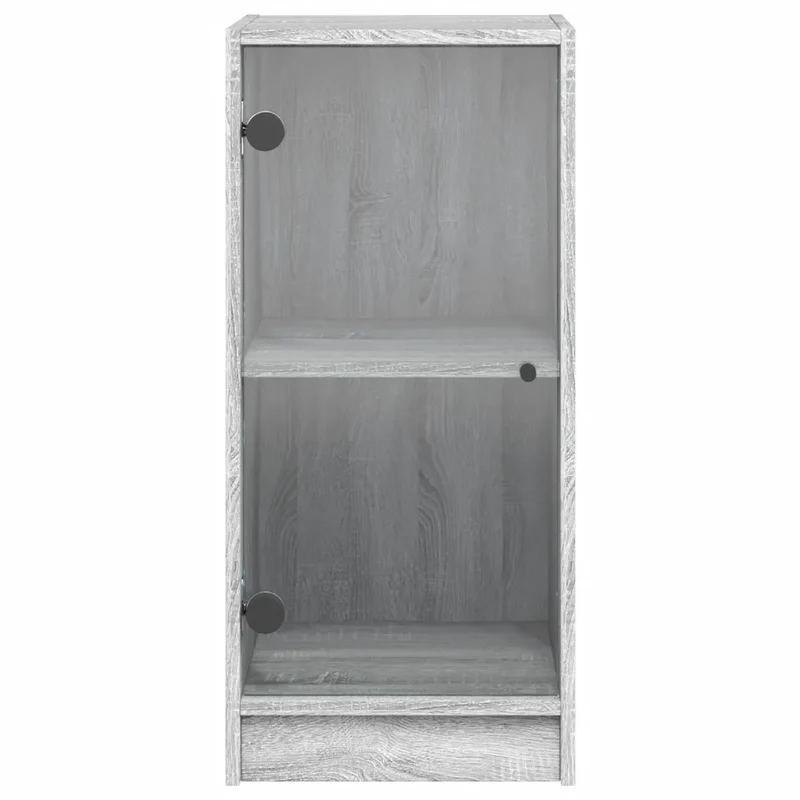Armoire latérale avec portes en verre design intemporel rangement 35 x 37 x 75 cm en bois d'ingénierie sonoma gris 02_0049321