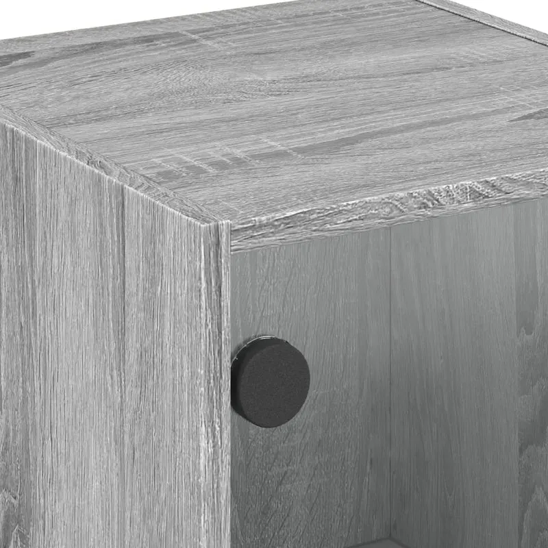 Armoire latérale avec portes en verre design intemporel rangement 35 x 37 x 75 cm en bois d'ingénierie sonoma gris 02_0049321
