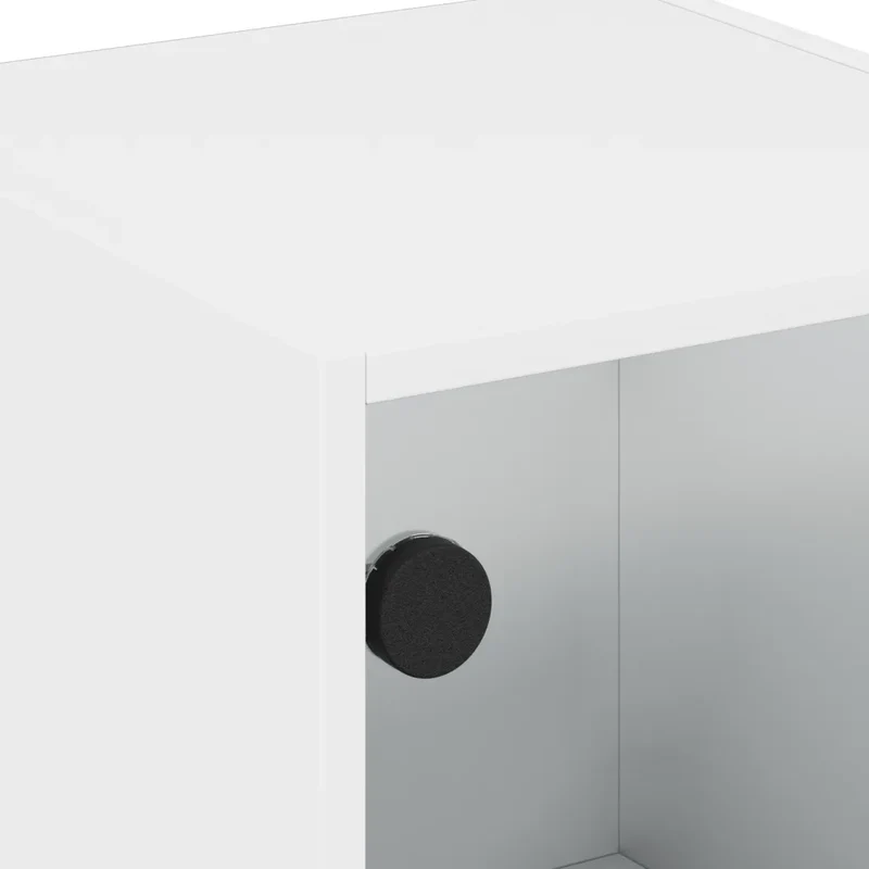Armoire latérale avec portes vitrées blanche 35 x 37 x 75 cm rangement spacieux déco contemporain en bois blanc 02_0049317