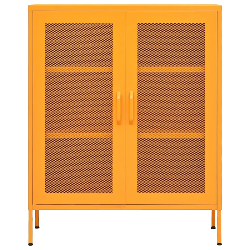 Armoire de rangement design pratique 80 x 35 x 101,5 cm ajustable en acier jaune moutarde 02_0046864