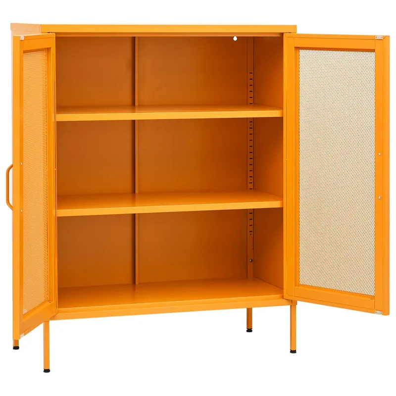 Armoire de rangement design pratique 80 x 35 x 101,5 cm ajustable en acier jaune moutarde 02_0046864