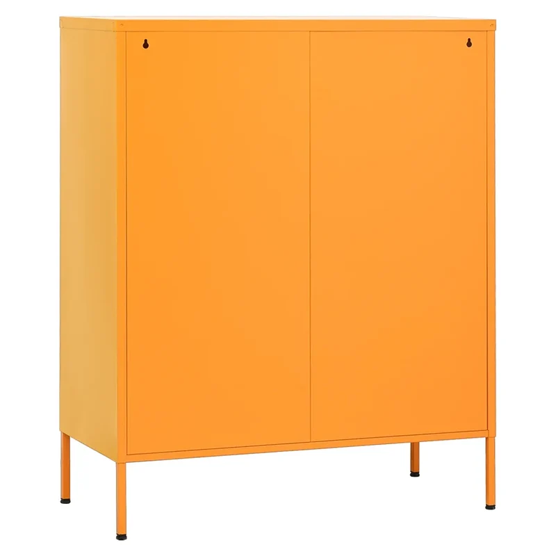 Armoire de rangement design pratique 80 x 35 x 101,5 cm ajustable en acier jaune moutarde 02_0046864