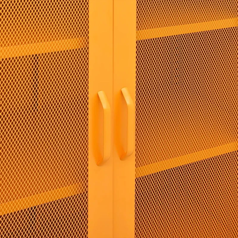 Armoire de rangement design pratique 80 x 35 x 101,5 cm ajustable en acier jaune moutarde 02_0046864