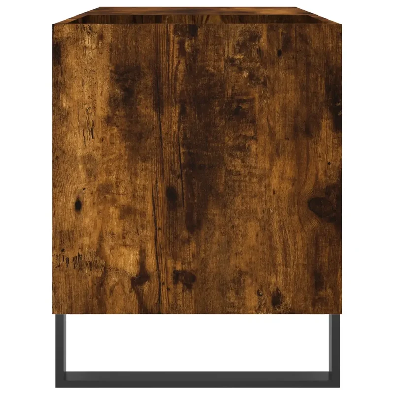 Armoire à disques contemporaine avec pieds en fer 85 x 38 x 48 cm grand espace de rangement en bois d'ingénierie chêne fumé 02_0049120