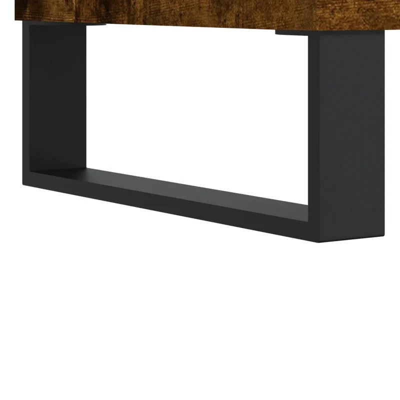Armoire à disques contemporaine avec pieds en fer 85 x 38 x 48 cm grand espace de rangement en bois d'ingénierie chêne fumé 02_0049120