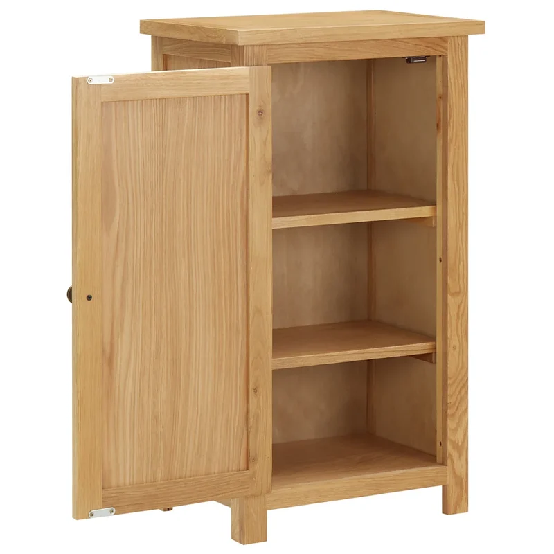 Armoire de rangement rustique bois de chêne massif 45 x 32 x 85 cm avec étagères pratiques en bois naturel 02_0046489