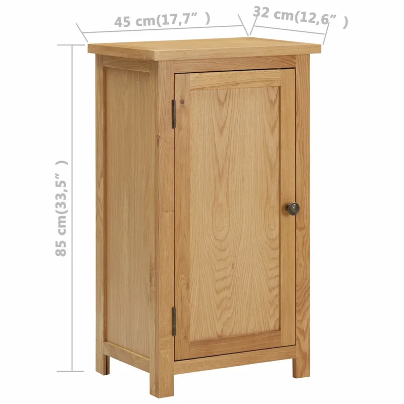 Armoire de rangement rustique bois de chêne massif 45 x 32 x 85 cm avec étagères pratiques en bois naturel 02_0046489