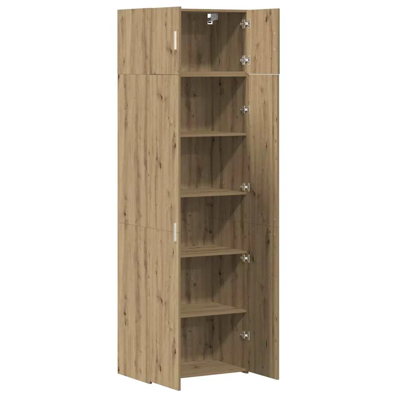 Armoire de rangement moderne avec 4 portes espace de stockage 70 x 42,5 x 225 cm en bois d'ingénierie chêne artisanal 02_0056003