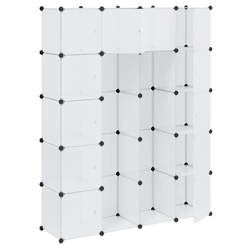 Armoire modulaire élégante 14 compartiments 37 x 146 x 180 cm en plastique blanc 02_0046222
