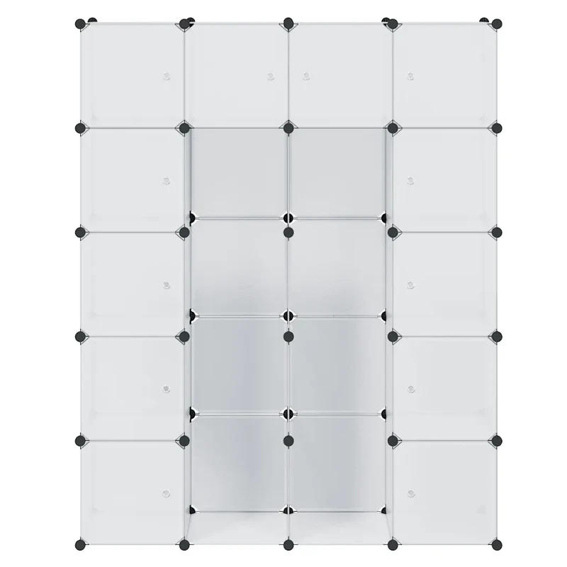 Armoire modulaire élégante 14 compartiments 37 x 146 x 180 cm en plastique blanc 02_0046222