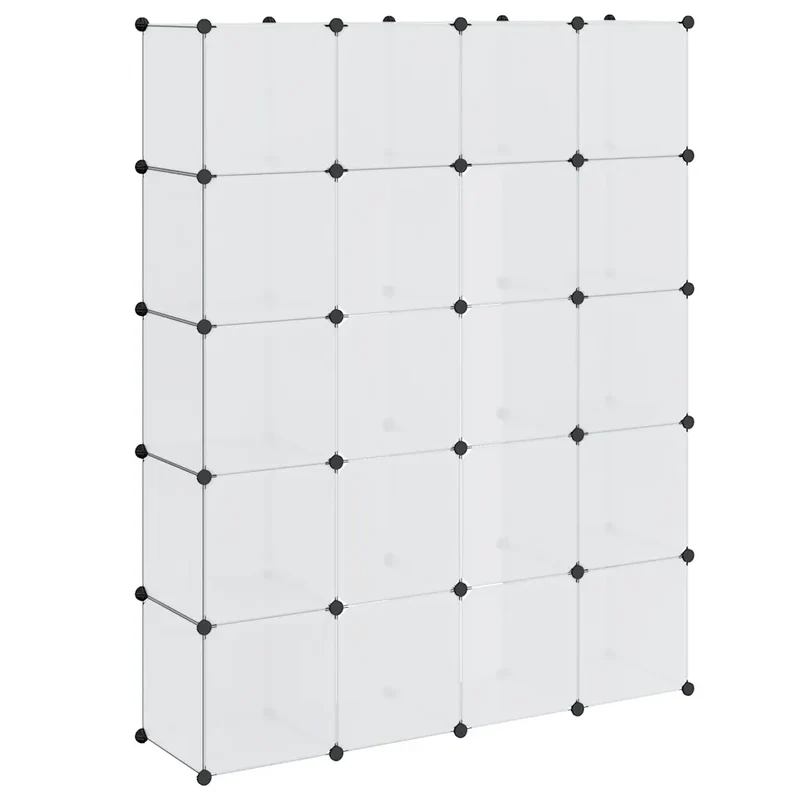 Armoire modulaire élégante 14 compartiments 37 x 146 x 180 cm en plastique blanc 02_0046222