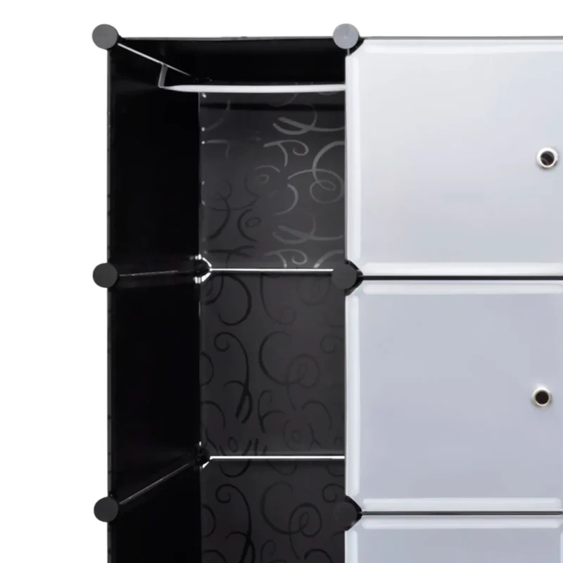 Armoire modulaire 37 x 146 x 180 cm avec 18 compartiments polyvalente moderne chambre couloir en plastique noir 02_0046223