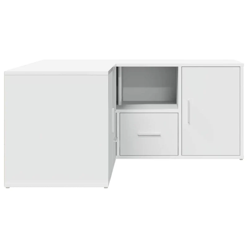 Armoire d'angle blanche design pratique grand rangement 160 x 40 x 45 cm en bois d'ingénierie blanc 02_0055647