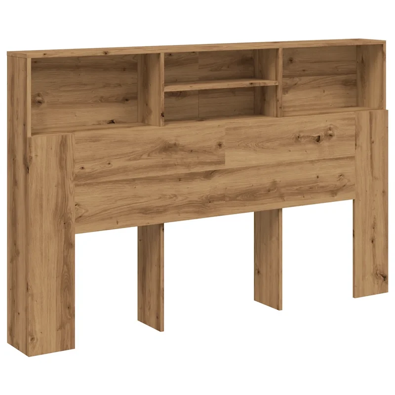 Tête de lit bibliothèque avec rangement 180 x 19 x 103 cm gain de place moderne en bois d'ingénierie chêne artisanal 02_0050961