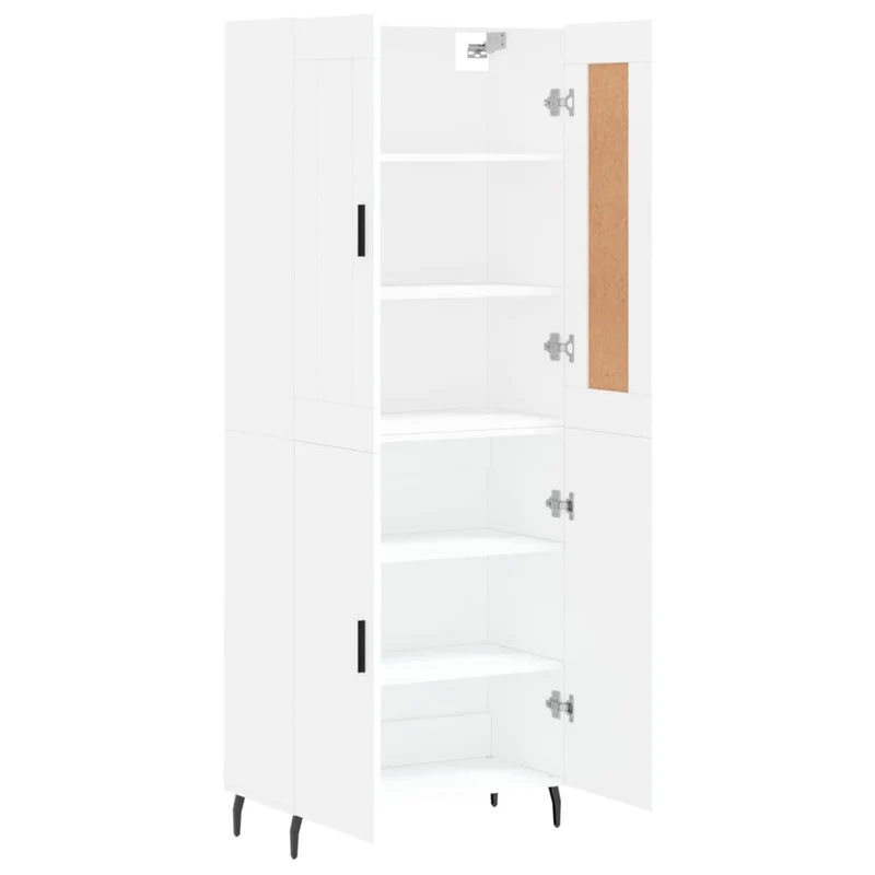 Buffet bahut commode armoire meuble de rangement organisateur cuisine salle de séjour salon haut 69,5 x 34 x 180 cm bois d'ingénierie blanc 02_0032594
