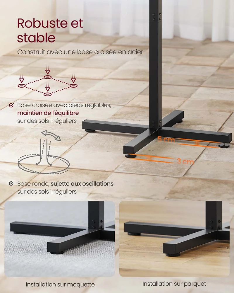 Table de bar haute cadre en métal 60 x 60 x 1045 cm pour salle à manger bistrot montage facile base en croix pour 2-3 personnes style moderne noir 12_0007574