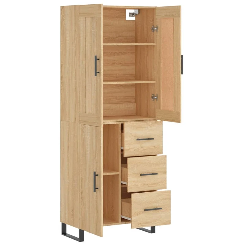 Buffet bahut commode armoire meuble de rangement organisateur cuisine salle de séjour salon haut sonoma 69,5 x 34 x 180 cm bois d'ingénierie marron 02_0034139